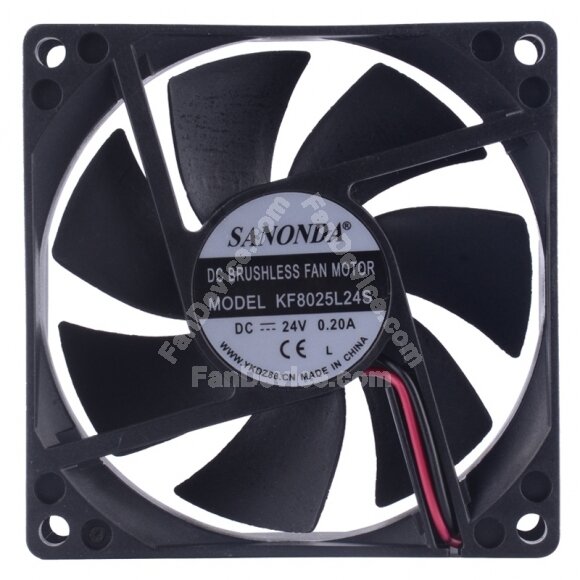 SANONDA KF8025L24S DC 24V 0.20A 2 Wires Brushless Axial Cooling Fan