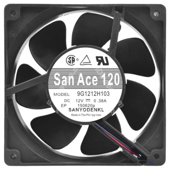 Sanyo Denki 9G1212H103 DC 12V 0.38A 2 Wires / 3 Wires Axial Cooling Fan