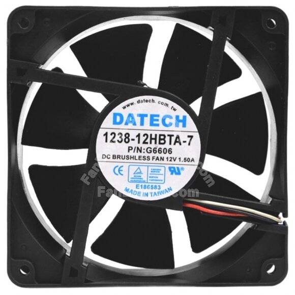 DATECH 1238-12HBTA-7 DC 12V 1.50A 12038 Brushless Axial Cooling Fan