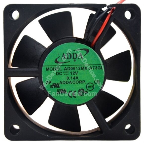 ADDA AD0612MX-A73GL DC 12V 0.14A 2 Wires Axial Cooling Fan