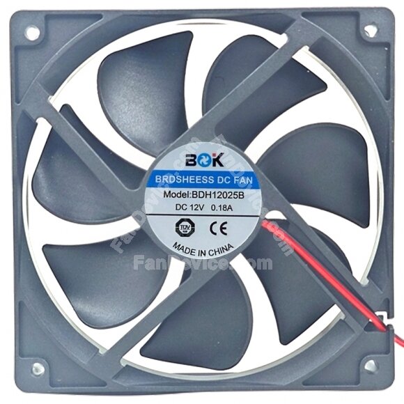 BOK BDH12025B DC 12V 0.18A 2 Wires Brushless Axial Cooling Fan