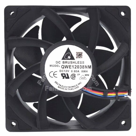 Delta QWE12038NM DC 12V 0.80A 4 Wires DC Brushless Axial Cooling Fan
