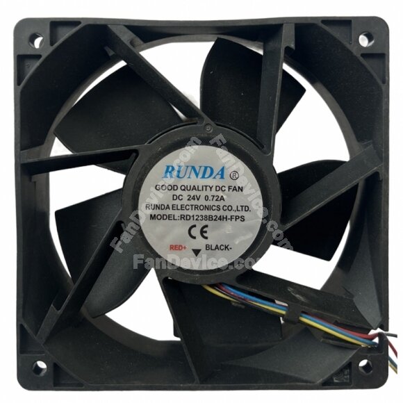 RUNDA RD1238B24H-FPS DC 24V 0.72A 2 Wires / 4 Wires Axial Cooling Fan