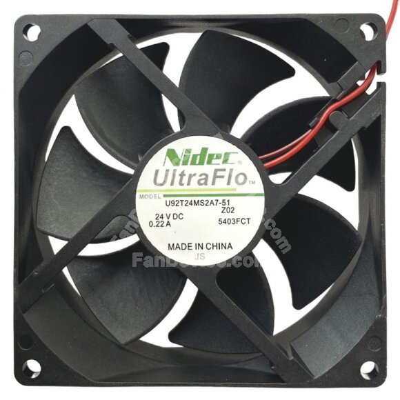 Nidec UltraFlo U92T24MS2A7-51Z02 DC 24V 0.22A 2 Wires Axial Cooling Fan