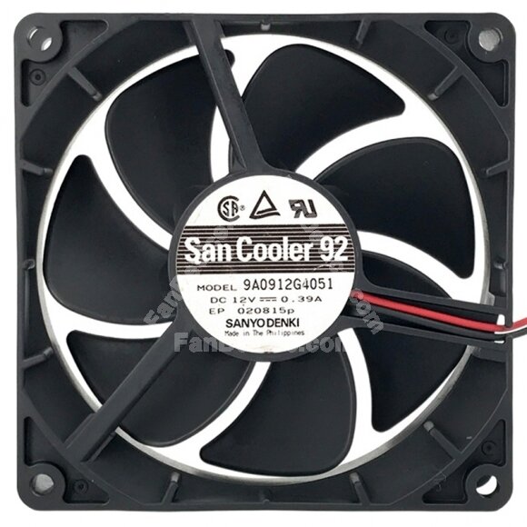 Sanyo Denki 9A0912G4051 DC 12V 0.39A 2 Wires / 3 Wires Axial Cooling Fan