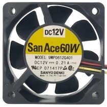 Sanyo Denki 9WP0612G401 DC 12V 0.21A 3 Wires Axial Cooling Fan