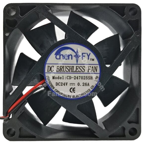 ChenFY CD-247025SH 24V 0.26A 2 Wires DC Brushless Axial Cooling Fan