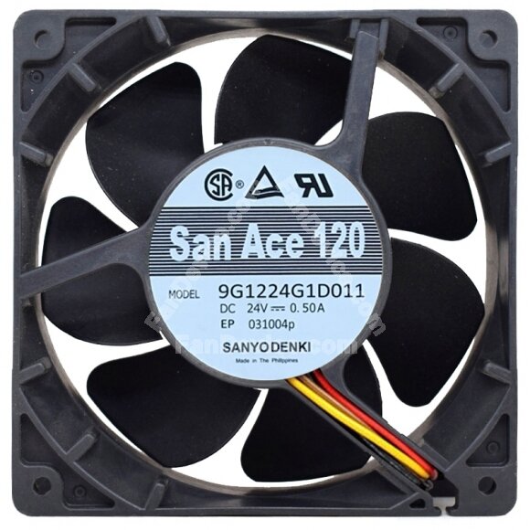 Sanyo Denki 9G1224H1D011 DC 24V 0.50A 3 Wires 12038 Axial Cooling Fan
