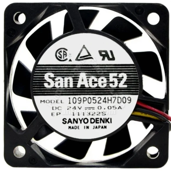 Sanyo 109P0524H7D09 DC 24V 0.05A 3 Wires Axial Cooling Fan