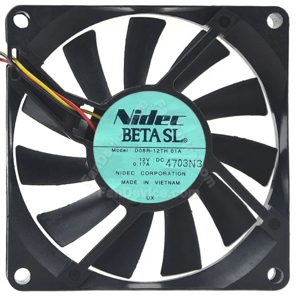 Nidec D08R-12TH 01A DC 12V 0.17A 3 Wires Axial Cooling Fan