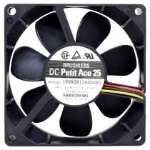 Sanyo 109R0812H4D081 12V 0.13A DC Brushless 3 Wires Axial Cooling Fan