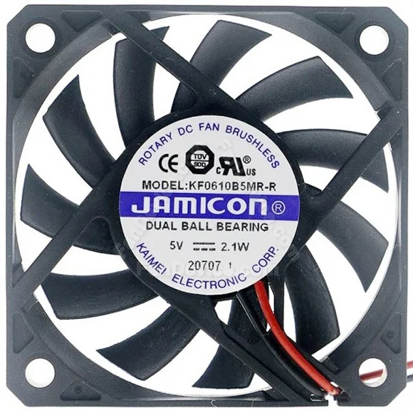 JAMICON KF0610B5MR-R 5V 2.1W 2 Wires Dual Ball Bearing Cooling Fan