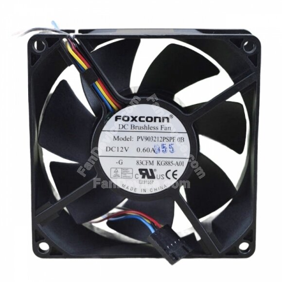 Foxconn PV903212PSPF0A DC 12V 0.60A 2 Wires / 3 Wires / 4 Wires Axial Cooling Fan