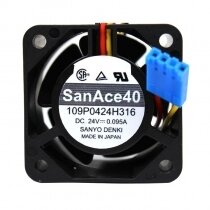 Sanyo 109P0424H316 DC 24V 0.095A 2.28W 2 Wires / 3 Wires Axial Cooling Fan