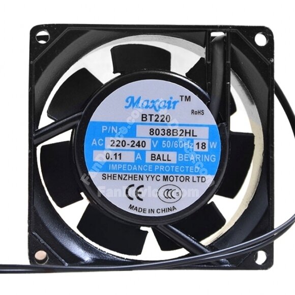 Maxair BT220 8038B2HL AC 220-240V 0.11A 18W Axial Cooling Fan