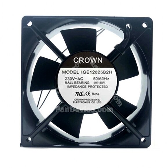 CROWN IGE12025B2H AC 230V 18W / 19W 2 Wires Axial Cooling Fan