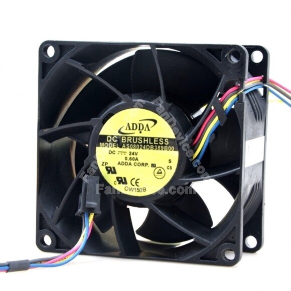 ADDA AS08024DB389B00 DC 24V 0.60A 2 Wires / 3 Wires / 4 Wires Axial Cooling Fan