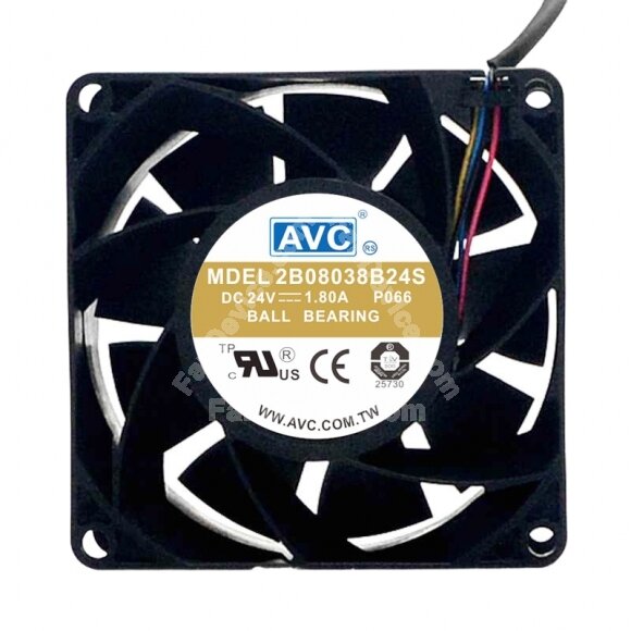 AVC 2B08038B24S DC 24V 1.80A 8038 Axial Ball Bearing Cooling Fan