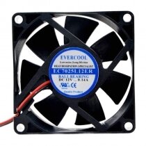 EVERCOOL EC7025L12ER DC 12V 0.14A 2 Wires / 3 Wires Axial Cooling Fan