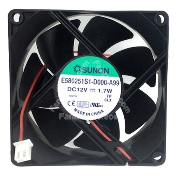 Sunon E580251S1-D000-A99 DC 12V 1.7W 8025 Axial Cooling Fan