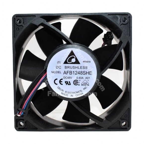 Delta AFB1248SHE DC 48V 0.40A 2 Wires / 3 Wires / 4 Wires Axial Cooling Fan