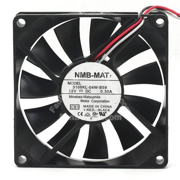 NMB-MAT 3106KL-04W-B59 DC 12V 0.30A 3 Wires Axial Cooling Fan