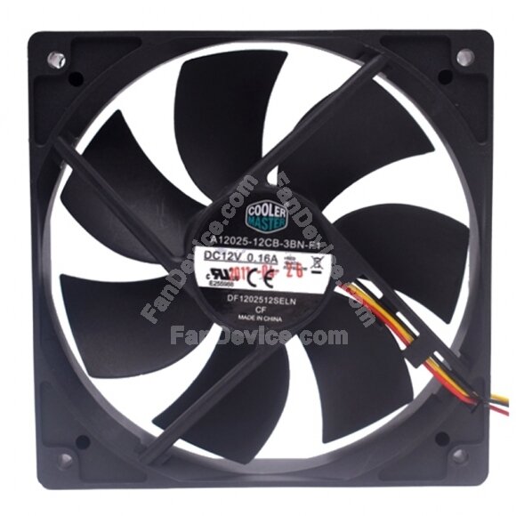 Cooler Master A12025-12CB-3BN-F1 DC 12V 0.16A 12025 Axial Cooling Fan