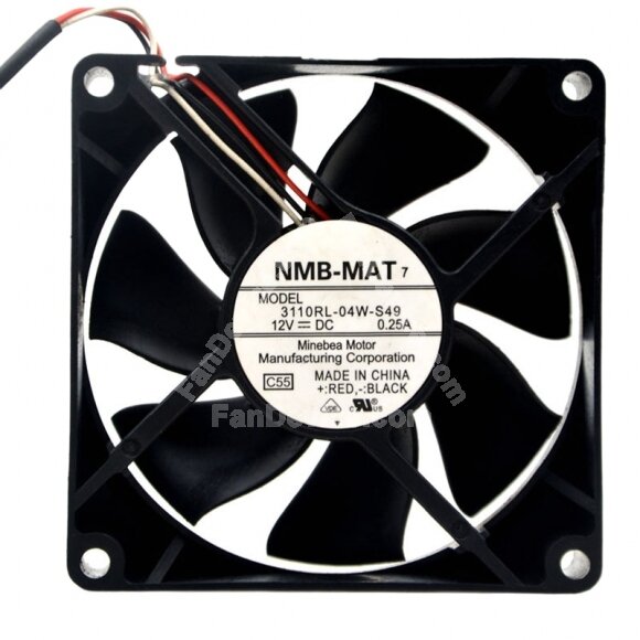 NMB-MAT 3110RL-04W-S49 DC 12V 0.25A 8025 Axial Cooling Fan