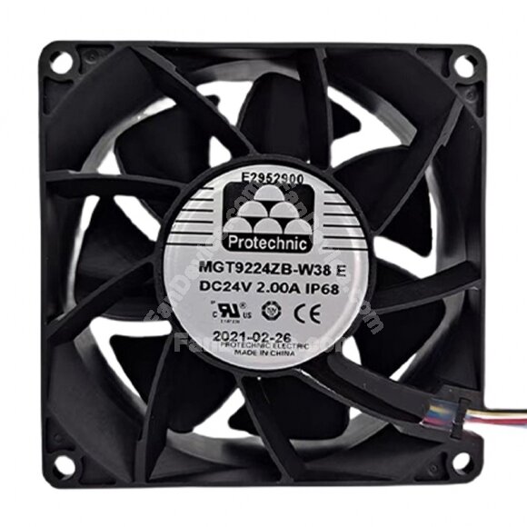 Protechnic MGT9224ZB-W38 DC 24V 2.00A 9038 Axial IP68 Waterproof Cooling Fan
