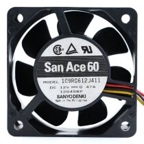 Sanyo Denki 109R0612J411 DC 12V 0.47A 2 Wires / 3 Wires Axial Cooling Fan
