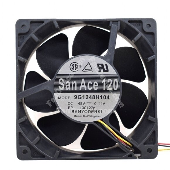 Sanyo Denki 9G1248H104 DC 48V 0.11A 3 Wires Axial Cooling Fan