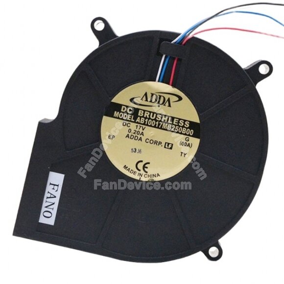 ADDA AB10017MB250B00 DC 17V 0.20A 10025 Brushless Blower Cooling Fan