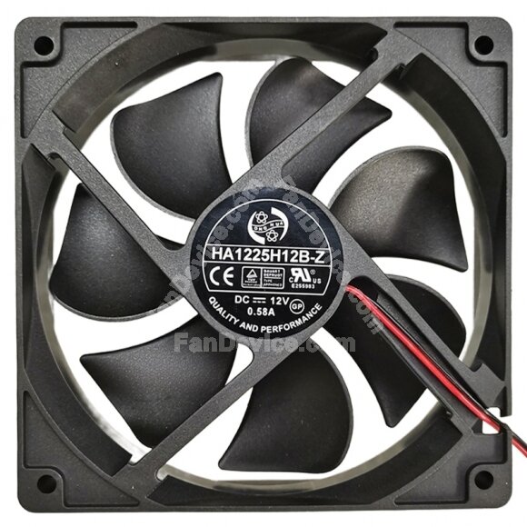 ONG HUA HA1225H12B-Z DC 12V 0.58A 2 Wires Axial Cooling Fan