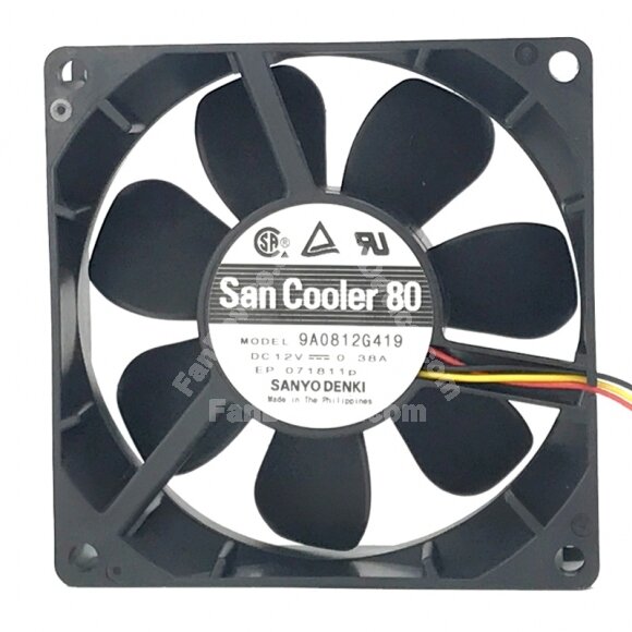 Sanyo Denki 9A0812G419 DC 12V 0.38A 8025 Axial Cooling Fan