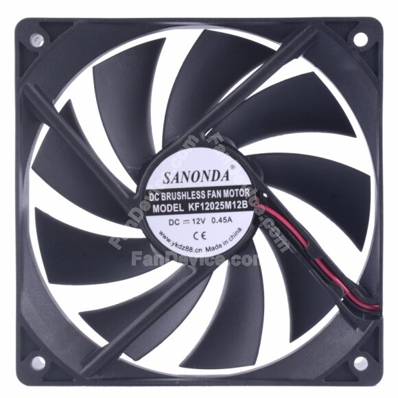 SANONDA KF12025M12B DC 12V 0.45A 2 Wires Brushless Axial Cooling Fan
