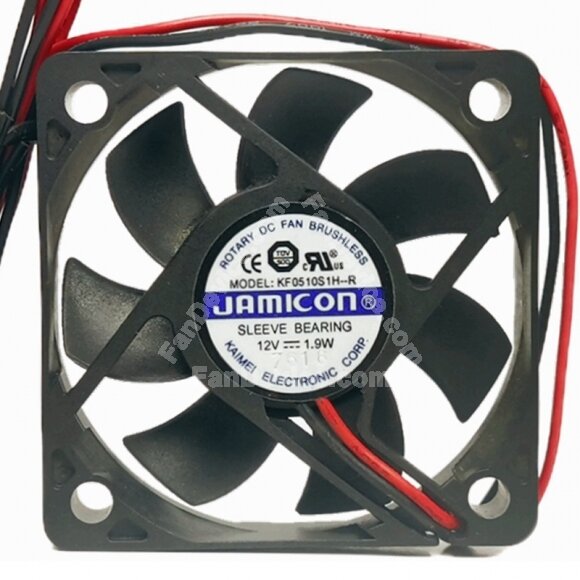JAMICON KF0510S1H-R DC 12V 1.9W 5010 Sleeve Bearing Axial Cooling Fan