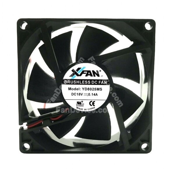 XFAN YD8025MS DC 18V 0.14A 2 Wires Axial Cooling Fan