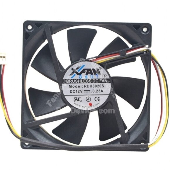XFAN RDH8020S DC 12V 0.23A 2 Wires / 3 Wires / 4 Wires Axial Cooling Fan