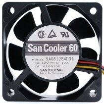 Sanyo Denki 9A0612S4D01 DC 12V 0.17A 2 Wires / 3 Wires 6025 Axial Fan