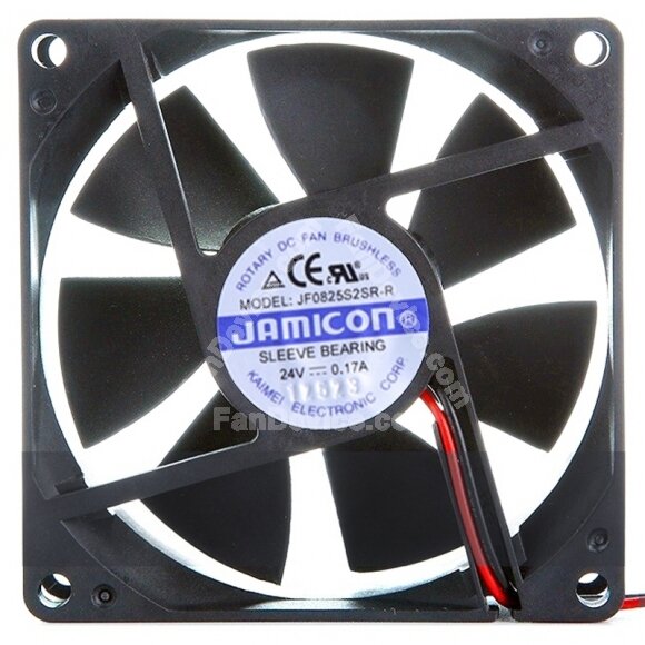 JAMICON JF0825S2SR-R DC 24V 0.17A 2 Wires Sleeve Bearing Axial Fan