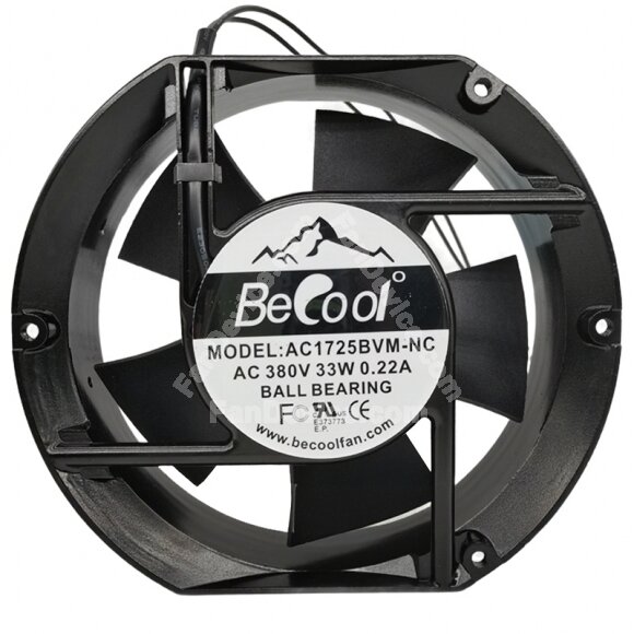 BeCool AC1725BVM-NC AC 380V 0.22A 33W 2 Wires Ball Bearing Axial Fan