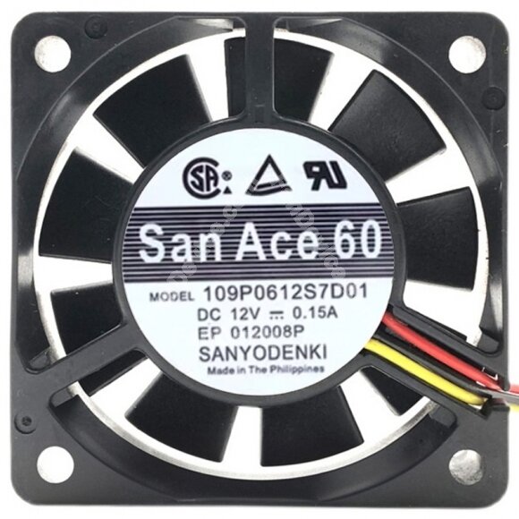 Sanyo 109P0612S7D01 12V 0.15A 2 / 3 Wires Cooling Fan