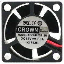 CROWN AGE04020B12U 12V 0.3A 2 Wires Ball Bearing Cooling Fan