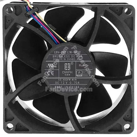 DWPH EFH-08E12W-IPO2 12V 0.70A 4 Wires 53.45CFM Cooling Fan