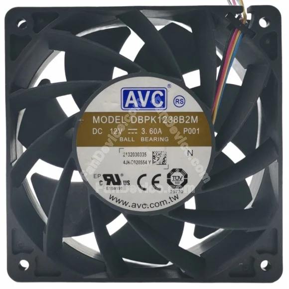 AVC DBPK1238B2M 12V 3.60A 4 Wires Ball Bearing Cooling Fan