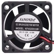 SANONDA KF4020H12B 12V 0.15A 2 Wires Axial Cooling Fan