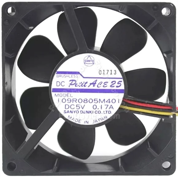 Sanyo 109R0805M401 DC 5V 0.17A 3 Wires Axial Cooling Fan