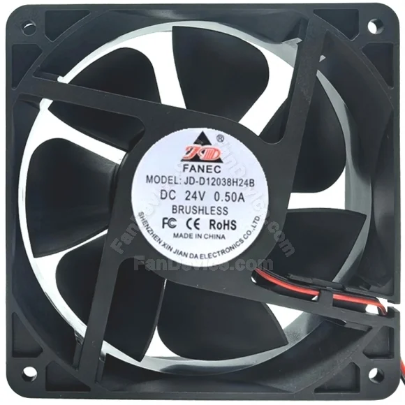 JD JD-D12038H24B 24V 0.50A DC Brushless 2 Wires Axial Cooling Fan