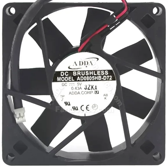 ADDA AD0805HB-D72 5V 0.43A DC Brushless 2 Wires Axial Cooling Fan