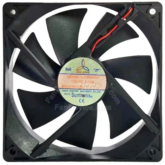 SAN JUN SJ1225HD1 12V 0.19A 2 Wires Impedance Protected Cooling Fan